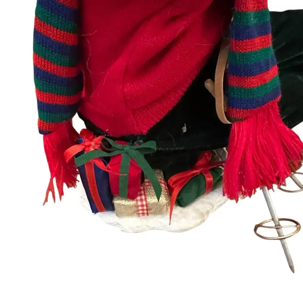 Vtg JCPenney Christmas Wipe Out Skier Santa‎ 14” Figurine Beanie Sunglasses Hat